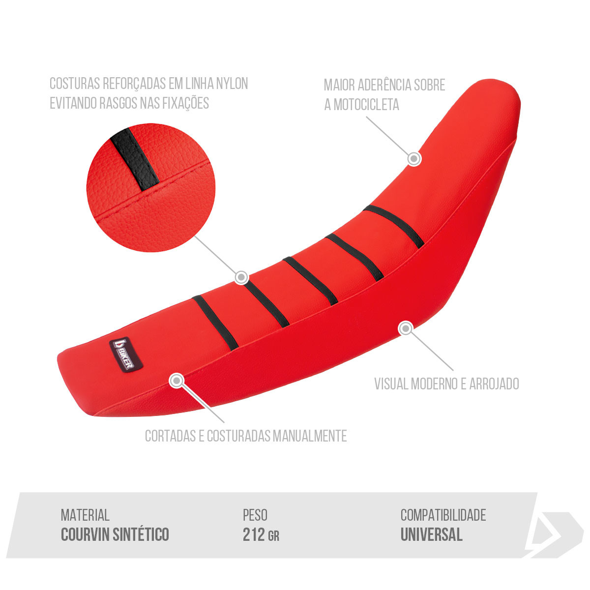(00.55.88.01) FORRO DE ASIENTO CRF230 GRIPPER ROJO/NEGRO BIKER - Imagen 2