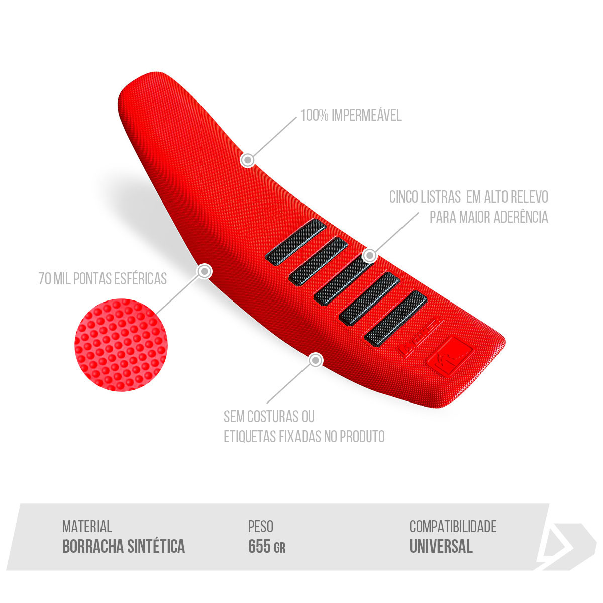 (00.55.66.14) FORRO DE ASIENTO MOLDE K1 CONTROL ROJO/NEGRO BIKER - Imagen 2